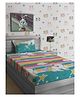 Hosta Homes 280 GSM Glaced Cotton Cartoon Printed Double Bed Sheet With 1 Pillow Cover - Multicolour