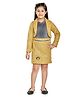 Peppermint Full Sleeves Moroccan Fish Scale Pattern Detailed Jacket With Placement Printed Top & Coordinating Skirt - Mustard Yellow