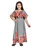 Peppermint Three Fourth Sleeves Floral Print Gown - Grey