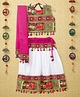 Banjara India Navratri Theme Sleeveless Kutchi Embroidered Choli & Lehenga With Dupatta - White & Multi Color