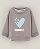 Ollypop Cotton Lycra Full Sleeves Sweatshirt Heart Print - Grey
