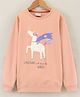 Lazy Bones Full Sleeves Unicorn Printed Sweatshirt - Peach