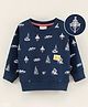 Ollypop Cotton Knit Full Sleeves Sweatshirt Ship Print - Blue