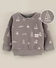 Ollypop Cotton Knit Full Sleeves Sweatshirt Ship Print - Grey