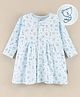 Child World Full Sleeves One Piece Dress Bear Print - Blue