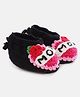 MayRa Knits Hand Knitted Mom Rose Embroidered Booties - Black