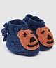 MayRa Knits Bear Detail Hand Knitted Booties - Blue