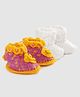MayRa Knits Pair Of 2 Pearl Embellished Hand Knitted Booties - White