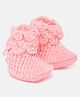 MayRa Knits Pearl Embellished Hand Knitted Booties - Pink