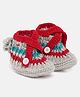 MayRa Knits Button Detail Hand Knitted Booties - Grey