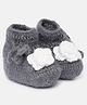 MayRa Knits Rosette Detail Hand Knitted Booties - Grey