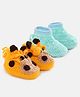 MayRa Knits Pair Of 2 Giraffe Detail Hand Knitted Booties - Yellow