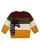 Mi Arcus Full Sleeves Zebra Faux Fur Detail Colour Blocked Sweater- Multi Colour