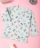 Mi Arcus 100% Cotton Full Sleeves  All Over Animal Printed Tee -  Blue
