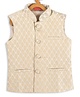 Vastramay Sleeveless Silk Blend Embellished Nehru Jacket - Cream & Zari Gold