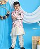 Vastramay Full Sleeves Solid Kurta & Pajama With Floral Printed Design Jodhpuri Jacket - Cream & Pink