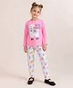 Little Marine Full Sleeves Llama Printed Night Suit - Pink