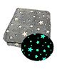 Zikku Glow in The Dark Blanket for Kids Star Design - Grey
