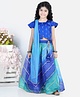 Kinder Kids Cap Sleeves Embroidered Top Lehriya Kota Lehenga  And Dupatta  - Blue