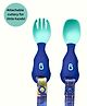 Bibado Spoon & Fork set for babies - Handi Cutlery Attachable to Bibs for Weaning- Dark Blue (Pack of 2)