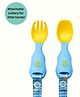 Bibado Spoon & Fork set for babies - Handi Cutlery Attachable to Bibs for Weaning- Blue (Pack of 2)