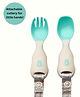 Bibado Spoon & Fork set for babies - Handi Cutlery Attachable to Bibs for Weaning- Grey (Pack of 2)