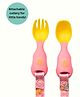 Bibado Spoon & Fork set for babies - Handi Cutlery Attachable to Bibs for Weaning- Pink (Pack of 2)