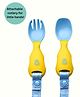 Bibado Spoon & Fork set for babies - Handi Cutlery Attachable to Bibs for Weaning- Multicolor (Pack of 2)