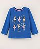 Teddy Cotton Knit Full Sleeves Ballerina Printed Top - Blue