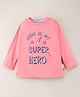 Teddy Full Sleeves Cotton Top Text Print- Pink