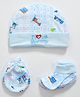 JARS Collections 100% Cotton Cap Mittens And Booties Blue - Diameter 11.5 cm