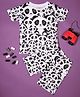 Be Awara Half Sleeves Seamless Baby Panda Printed Tee With Coordinating Shorts - Black & White