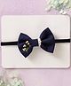 Knotty Ribbons Embroidered Bow Headband - Dark Blue