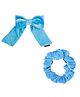 Arendelle Combo Of Small Velvet Hair Bow And Scrunchie - Blue