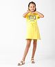 Kate & Oscar Full Sleeves Sequin Text Embellished Printed Dress - Yellow