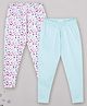 Sheer Love Pack Of 2 Solid And Hearts Print Leggings - Light Blue