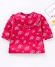 Babyhug Three Fourth Peasent Sleeves With Floral Print - Dark Pink