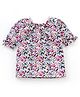 Babyhug Three Fourth Sleeves Top with Frill Detailing & Floral Print - Light Peach