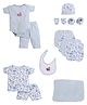 BUMZEE Aquatic Animals Marine Life Printed & Solid Baby Gift Set Of 13 Items - Blue