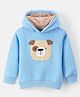 Little Kangaroos Full Sleeves Dog Patch Winter Wear Hooded Sweatshirt - Sky Blue