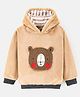 Little Kangaroos Full Sleeves Hooded Sweatshirt Bear Patch - Brown