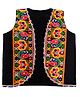 Aglare Sleeveless Garba & Navratri Theme Kutch Koti Embroidered & Mirror Embellished Gujarati Curved Hem Jacket - Black