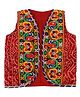 Aglare Sleeveless Garba & Navratri Theme Kutch Koti Embroidered & Mirror Embellished Bandhej Curved Hem Jacket -  Red