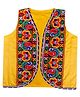 Aglare Sleeveless Garba & Navratri Theme Kutch Koti Embroidered & Mirror Embellished Gujarati Curved Hem Jacket - Yellow