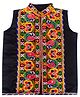 Aglare Sleeveless Garba & Navratri Theme Kutch Koti Embroidered & Mirror Embellished  Gujarati Jacket - Black