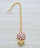 Pretty Ponytails Floral Kundan Meenakari & Gold Ghungroo Embellished Maang Teeka - Golden