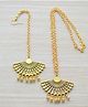 Pretty Ponytails Traditional Ghungroo Statement Maang Teeka & Necklace - Golden