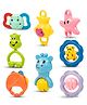 Baybee Pack of 7 Rattles Toys Set for Baby Non-Toxic Musical Sound Rattle Teether for New Born Infant Babies With Smooth Edges (Color And Print May Vary)