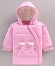 Little Kangaroos Full Sleeves Solid Winter Wear    Padded Hooded Jacket - Pink