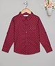 Budding Bees Full Roll Up Sleeves Diamond Printed Shirt - Red